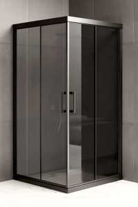 Duşakabin Kare Füme Temperli Cam Elegant Seri Siyah Profil 190 cm